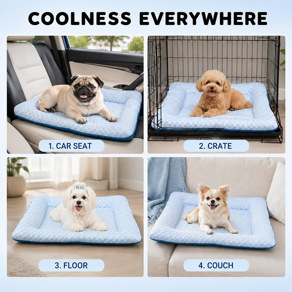 Cooling Pet Bed with Water-Fill Cooling Pad, Thick Breathable Pet Cooling Mat for Dogs & Cats, Washable Soft Cushion, Non-Toxic Summer Cooling Pad for Crate, Couch, Floor