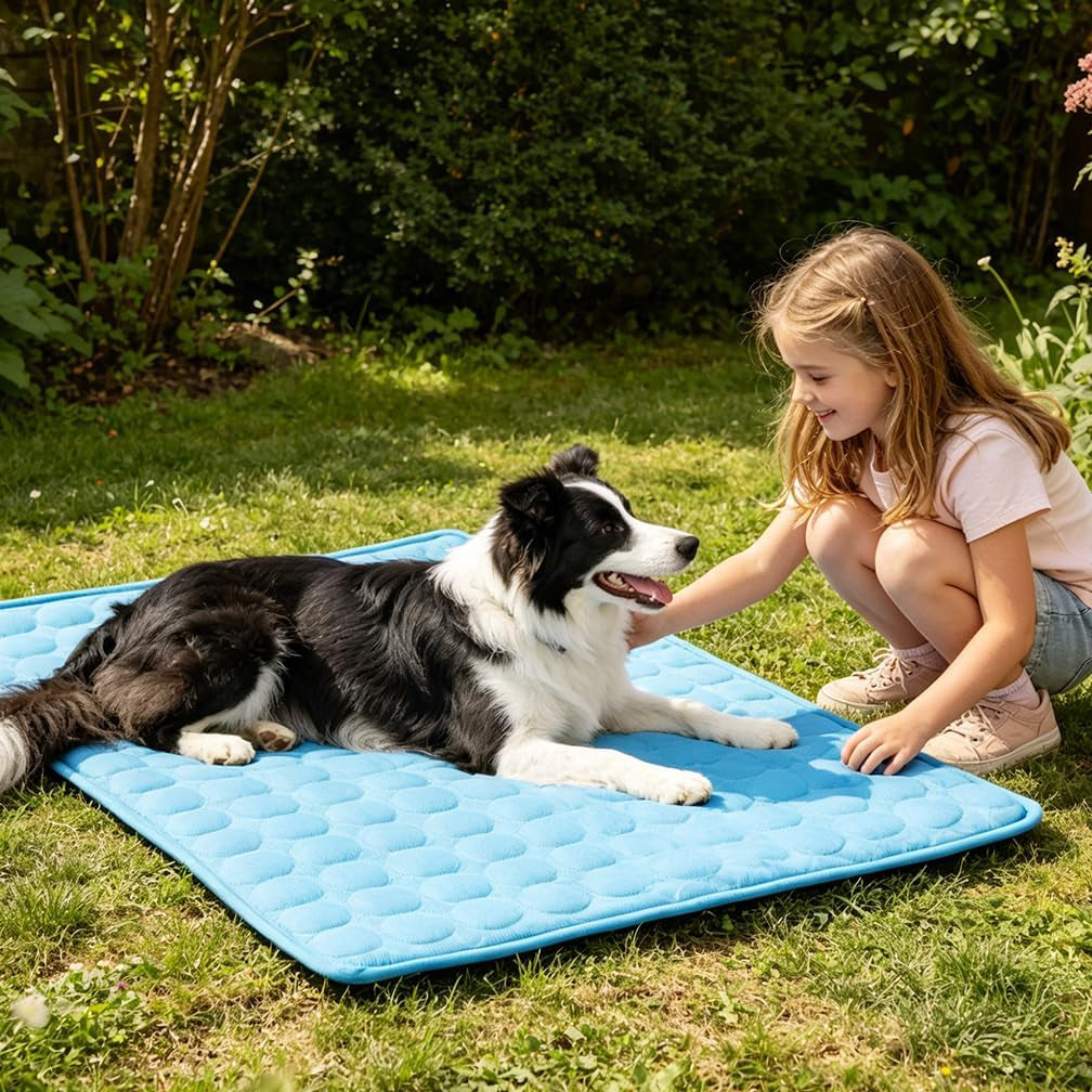 Dog Cooling Mat 2026 Upgraded Arc-Chill Cooling Dog Bed Mat, Washable Pet Cooling Pad (Q-Max>0.4) Cooling Mat for Dogs & Cats Indoor & Outdoor Car Seats (Blue, 28X22 In)