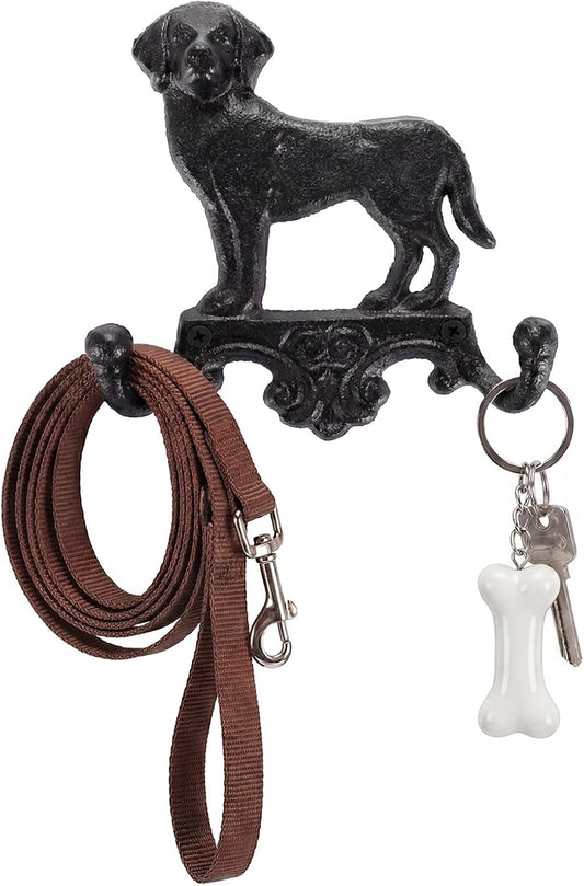 Sumnacon Cast Iron Dog Leash Holder for Wall, Wall Hooks for Entryway,Black