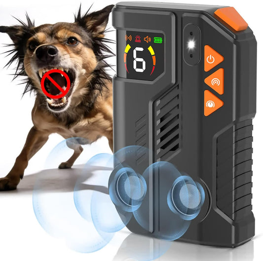 Automatic anti Barking Device for Dogs with AI Detection, Dog Bark Deterrent Devices Hands-Free Bark Box with Dual Emitters, Adjustable 6X3 Levels, 4 Modes IPX6 Rechargeable LED Flash 50FT Range