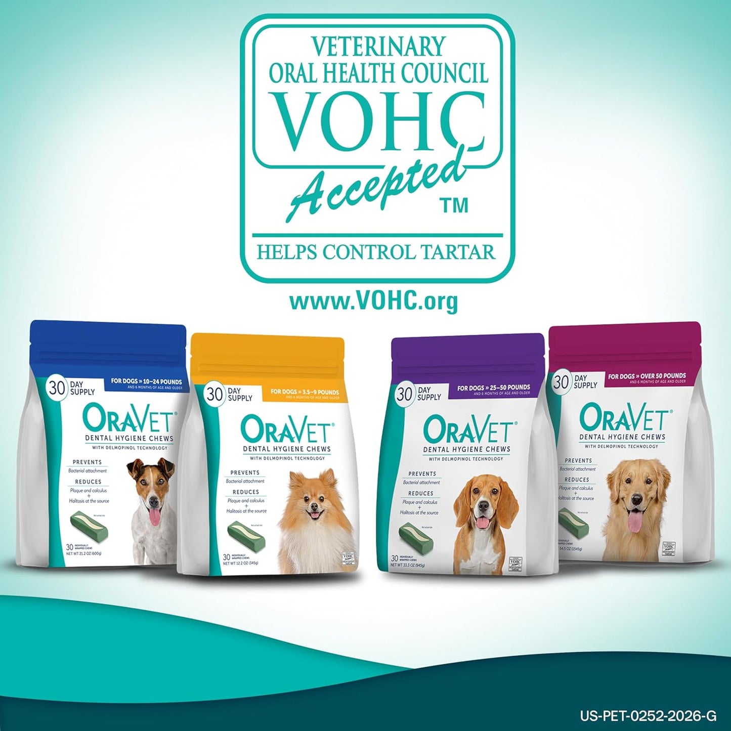 Oravet Dental Hygiene Chews for Small Dogs, Oral Care with Delmopinol, Vanilla Flavor, 14 Count