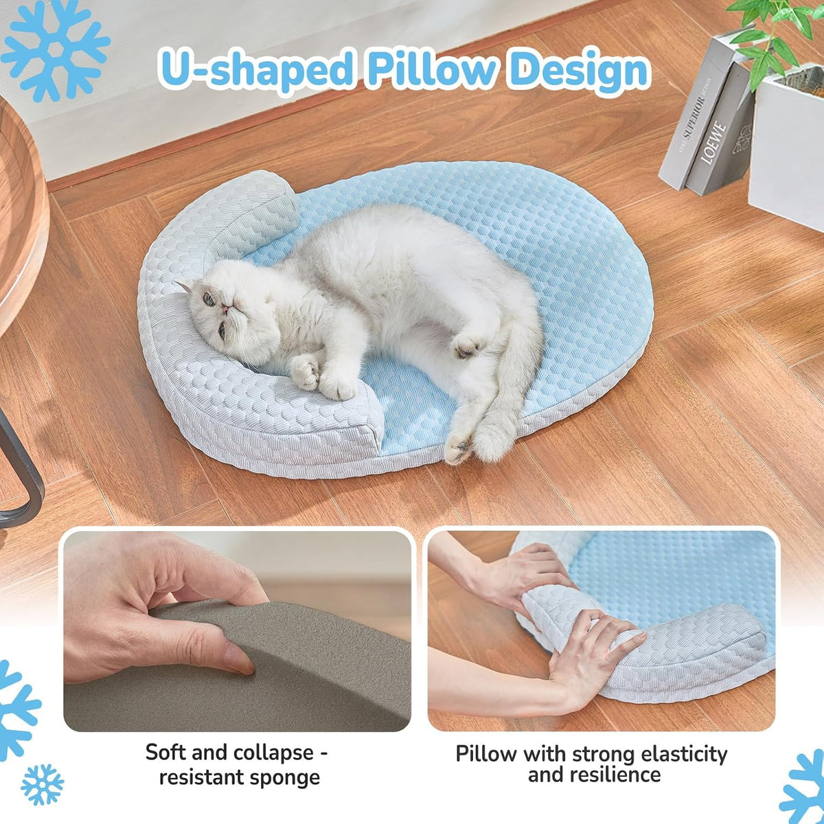 CATISM Summer Cat Cooling Mat Cooling Mat for Cats with U-Pillow