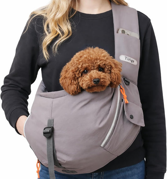 Pet Sling Carrier for Small Dogs and Cats, Hands-Free, Medium, Gray