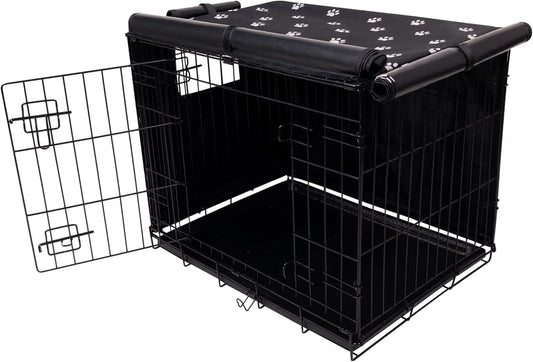 Pet Prime Dog Crate Cover Indoor/Outdoor Durable Windproof 600D Oxford Fabric Pet Kennel Cover Fit for 24 30 36 42 48 Inches Wire Dog Crate for Small and Large Dogs-Cover Only(24 Inch (24"X18"X19"))