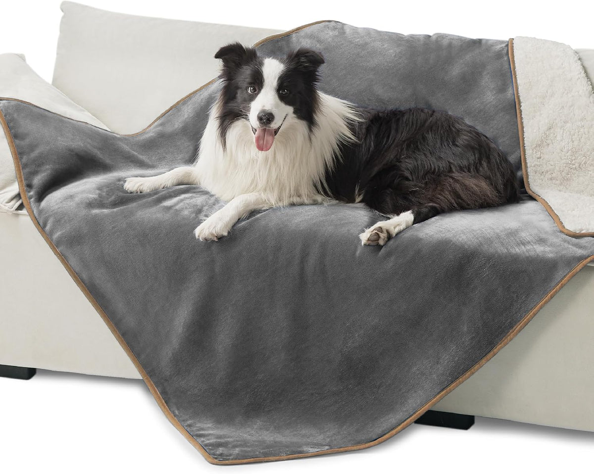 Bedsure Waterproof Dog Blankets for Large Dogs Sherpa Fleece Throw, 50X60