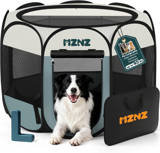 Dog Playpen, Portable Puppy Pet Crate Indoors for Small/Medium/Large Dogs Cats Rabbits, Foldable Dog Cage Enclosure for Outdoor, Pop up Dogs Tent Kennel with Carrying Case, Grey