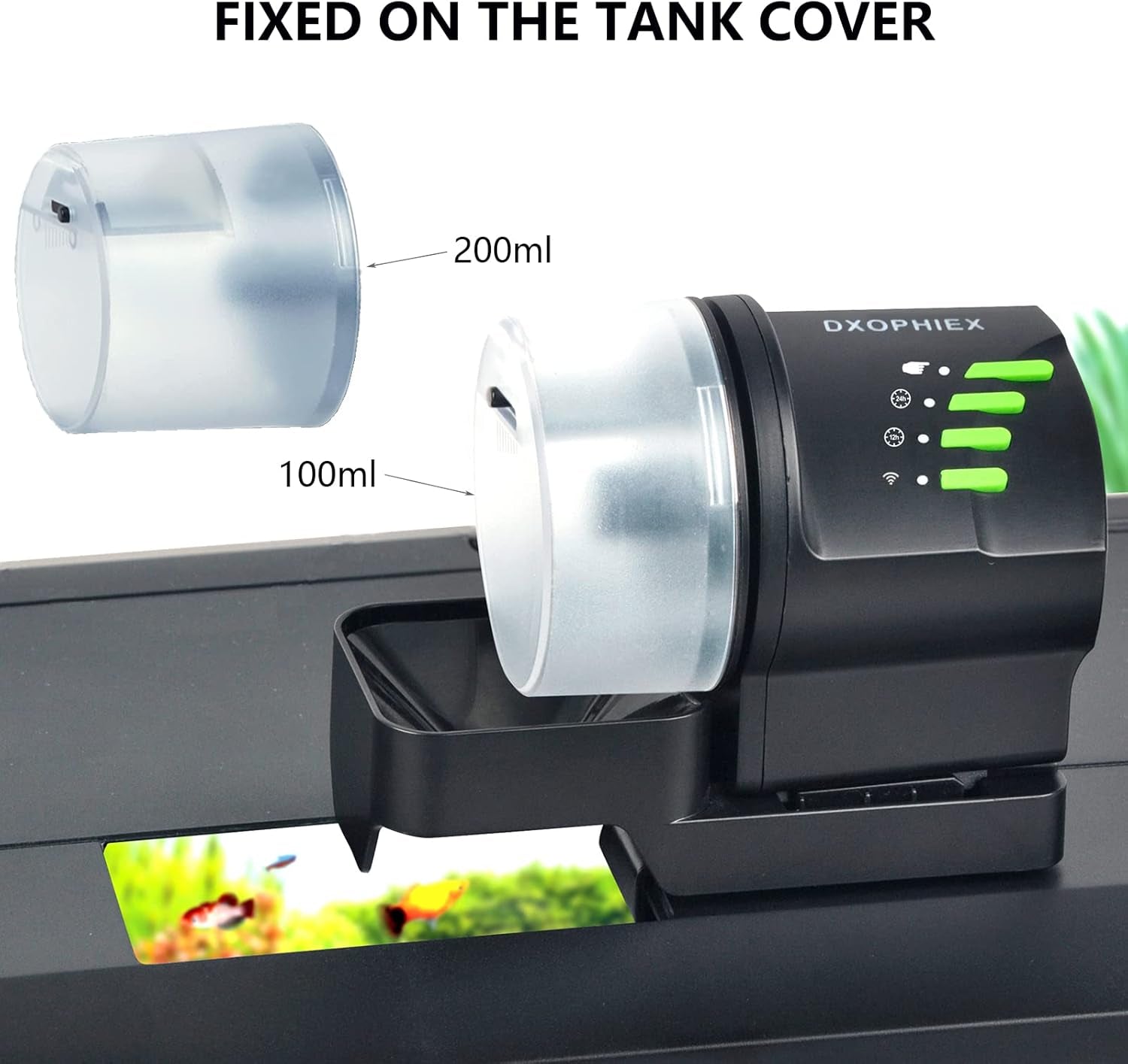 DXOPHIEX Wifi Fish Feeder Automatic Fish Feeder Automatic Dispenser Vacation for Aquarium and Turtle Tank with Feeding Ring