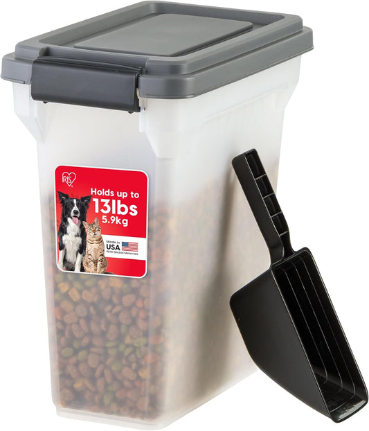 IRIS USA Dog Food Storage Container, up to 13 Lbs, Dark Gray, Made in USA