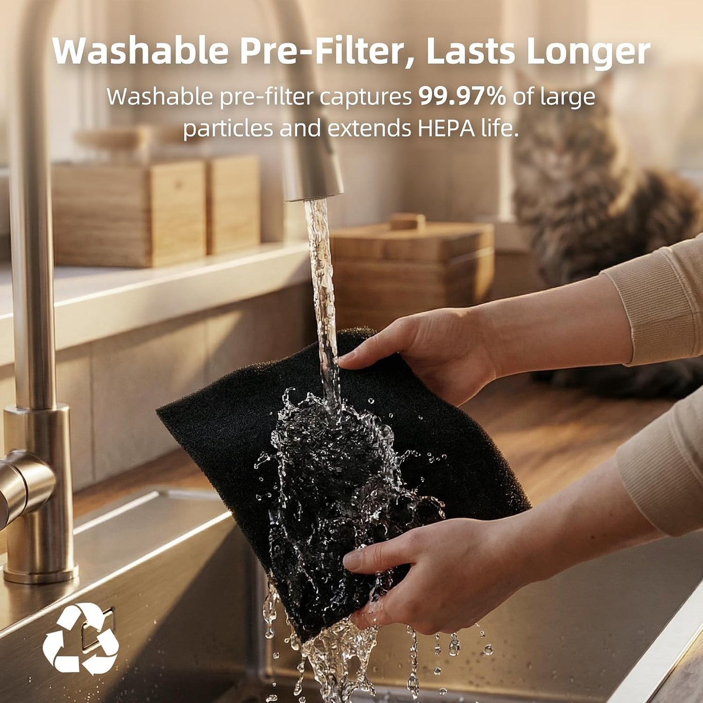 Uahpet Pet Air Purifier, H13 HEPA Filter for Pet Hair, Dander & Odors, 2100 Sq Ft Coverage, Plug & Play No Wifi Required, Clog-Resistant Intake, Washable Pre Filter, Quiet 25Db