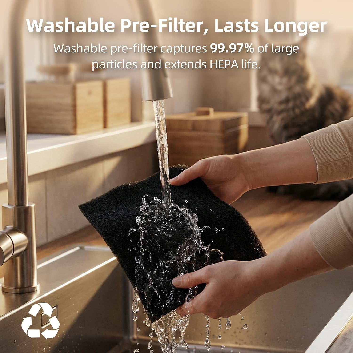 Uahpet Pet Air Purifier, H13 HEPA Filter for Pet Hair, Dander & Odors, 2100 Sq Ft Coverage, Plug & Play No Wifi Required, Clog-Resistant Intake, Washable Pre Filter, Quiet 25Db