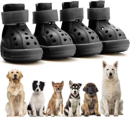 Dog Shoes for Hot Pavement,Non-Slip Waterproof Breathable Easy to Clean Put on and Take off Dog Boots,Paw Protector for Hot Summer Roads Winter Snow (Black, Size 8:(3.15"X2.56")(L*W))