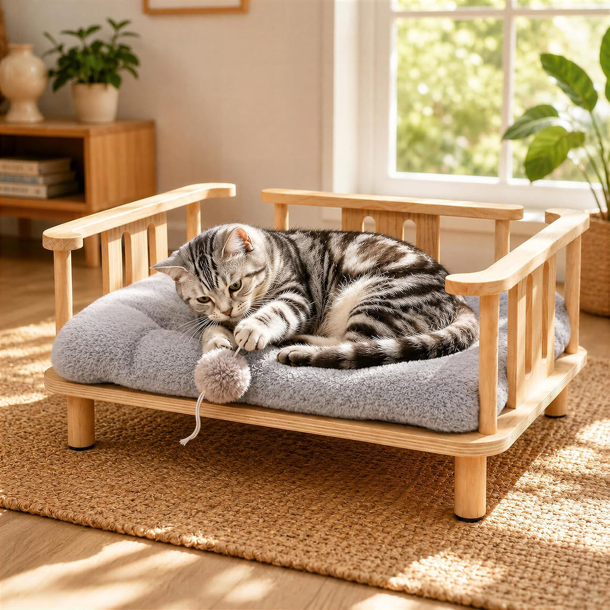 Summark Elevated Cat Bed with Plush Mattress