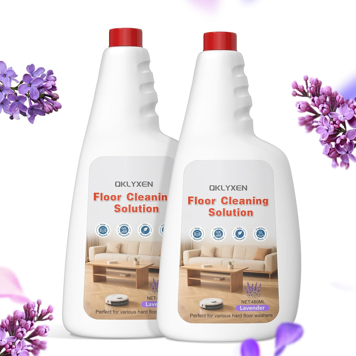 Floor Cleaning Solution Compatible with Roborock 33 FL OZ, Lavender