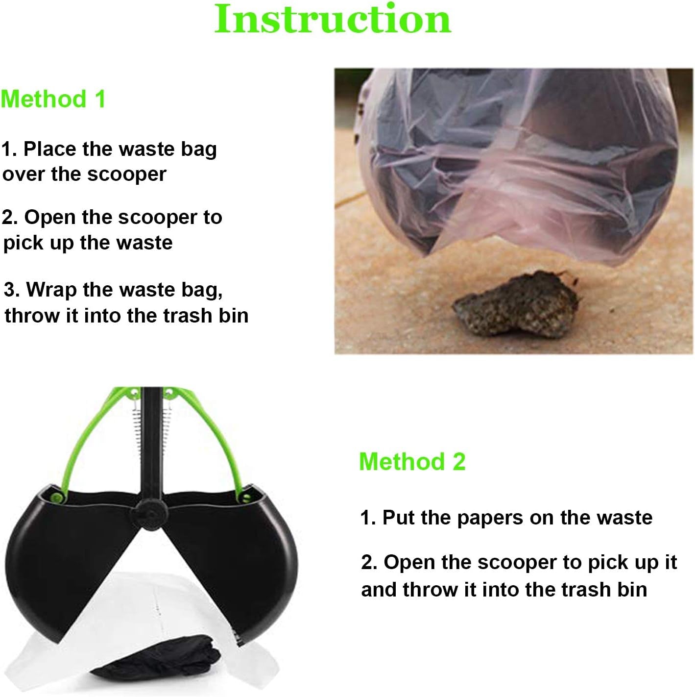 Ienjoyed 28" Large Pooper Scooper for Dogs, Heavy Duty Poop Scooper for Large Medium & Small Dog, Pet Dog Pooper Scooper for Grass & Gravel Pick Up