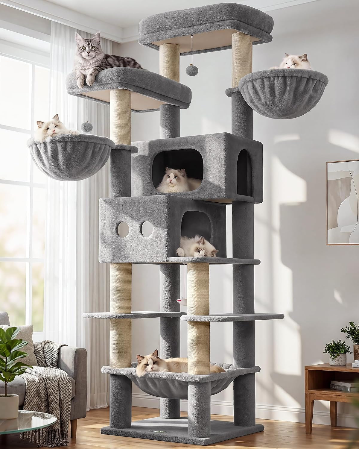Globlazer 81In Extra Large Cat Tree for Large Cats, F81E, Light Grey