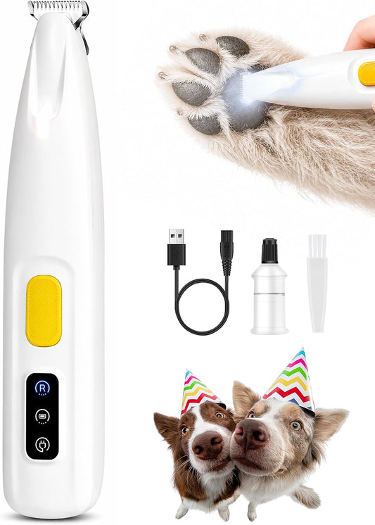 FURBONA Dog Paw Trimmer, 18Mm Quiet Dog Hair Trimmer with LED Light