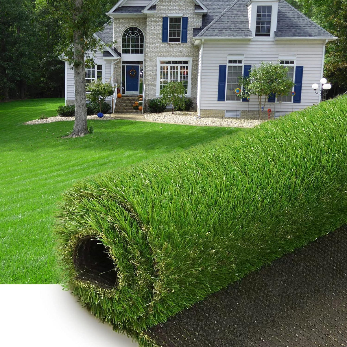 Heyroll Artificial Turf Grass 3' X 5', 1.38 Inch Realistic Artificial Grass Rug, Fake Grass Mat Thick with Rubber Backing, for Pets Dogs Garden Lawn Landscape Indoor Outdoor