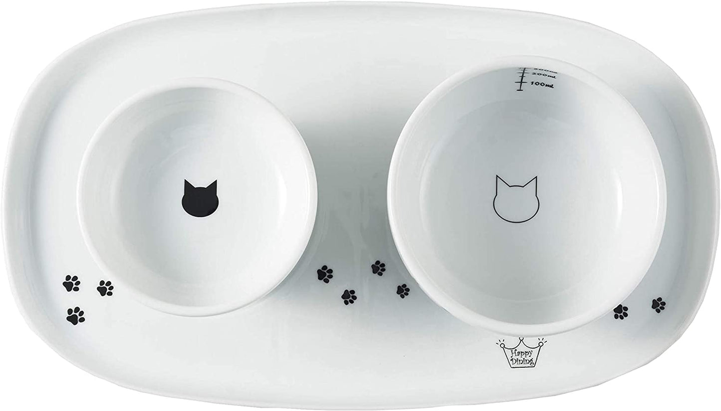 Necoichi Raised Cat Bowl Dining Tray (Bowl Set with Dining Tray)
