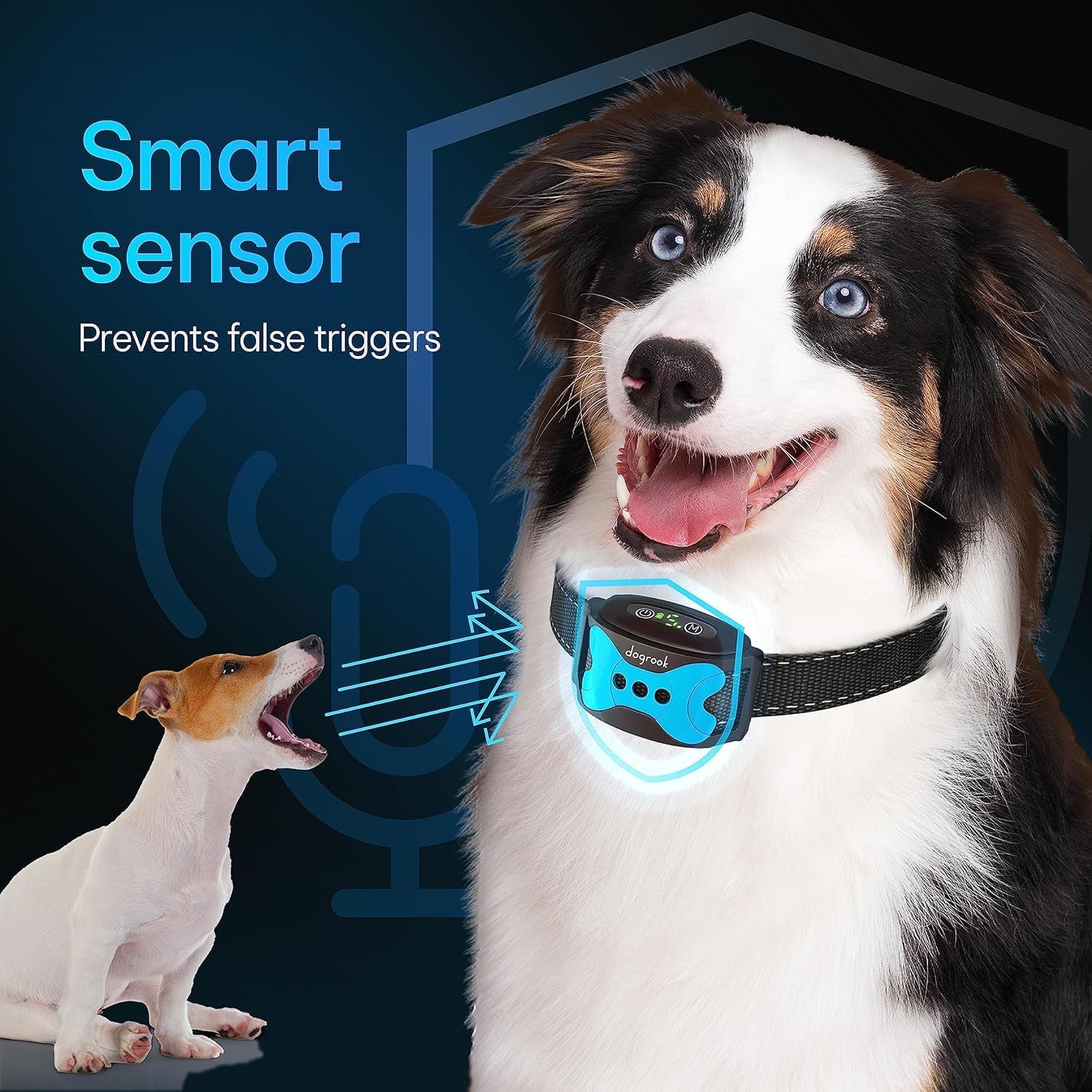 Dogrook Dog Bark Collar | Smart Collar for Dog Training | No Shock | Beep & Vibration | Rechargeable | No Bark Collar for Dogs | anti Bark Collar for Large Dog, Medium Dog, Small Dog | 12-110 Lbs