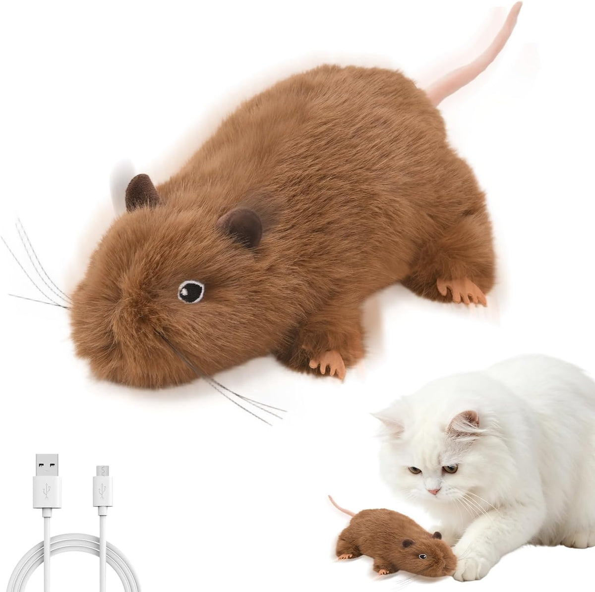 LIFLIX Electric Mouse Cat Toy, Interactive Flopping Toy with Squeaky Sound