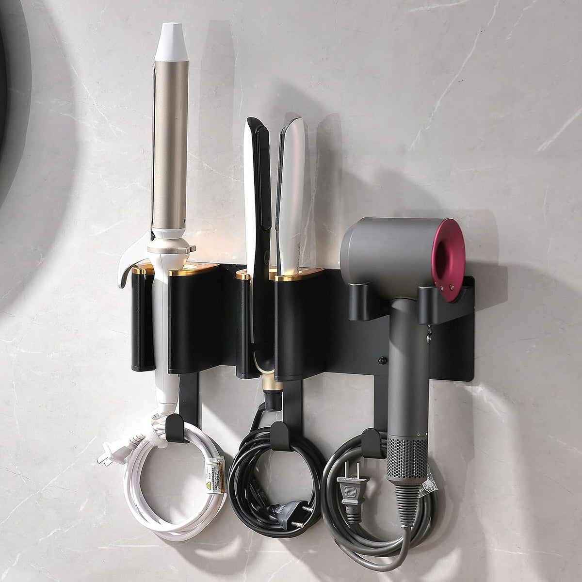 Wall Mount Hair Tool Organizer, Hair Dryer and Curling Iron Holder
