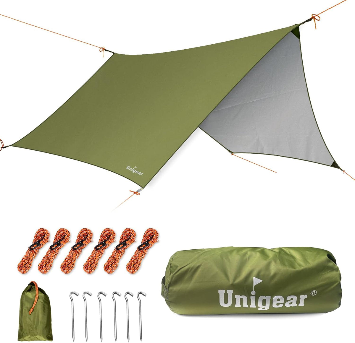 Unigear Hexagon Hammock Rain Fly Waterproof Camping Tarp 12X10-15X14Ft