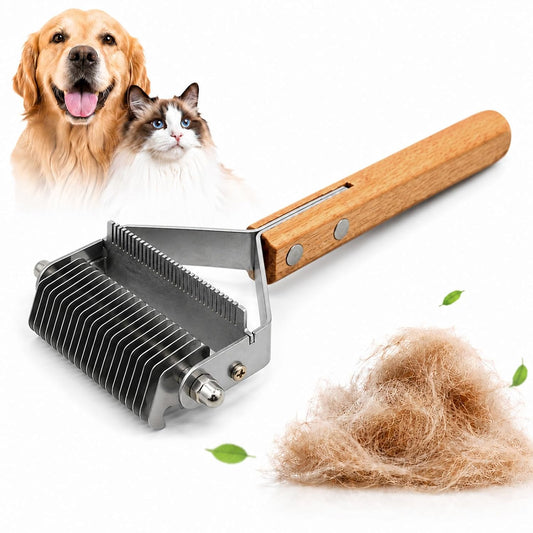 Dog Deshedding Rake, Undercoat & Dematting Comb for Dogs & Cats