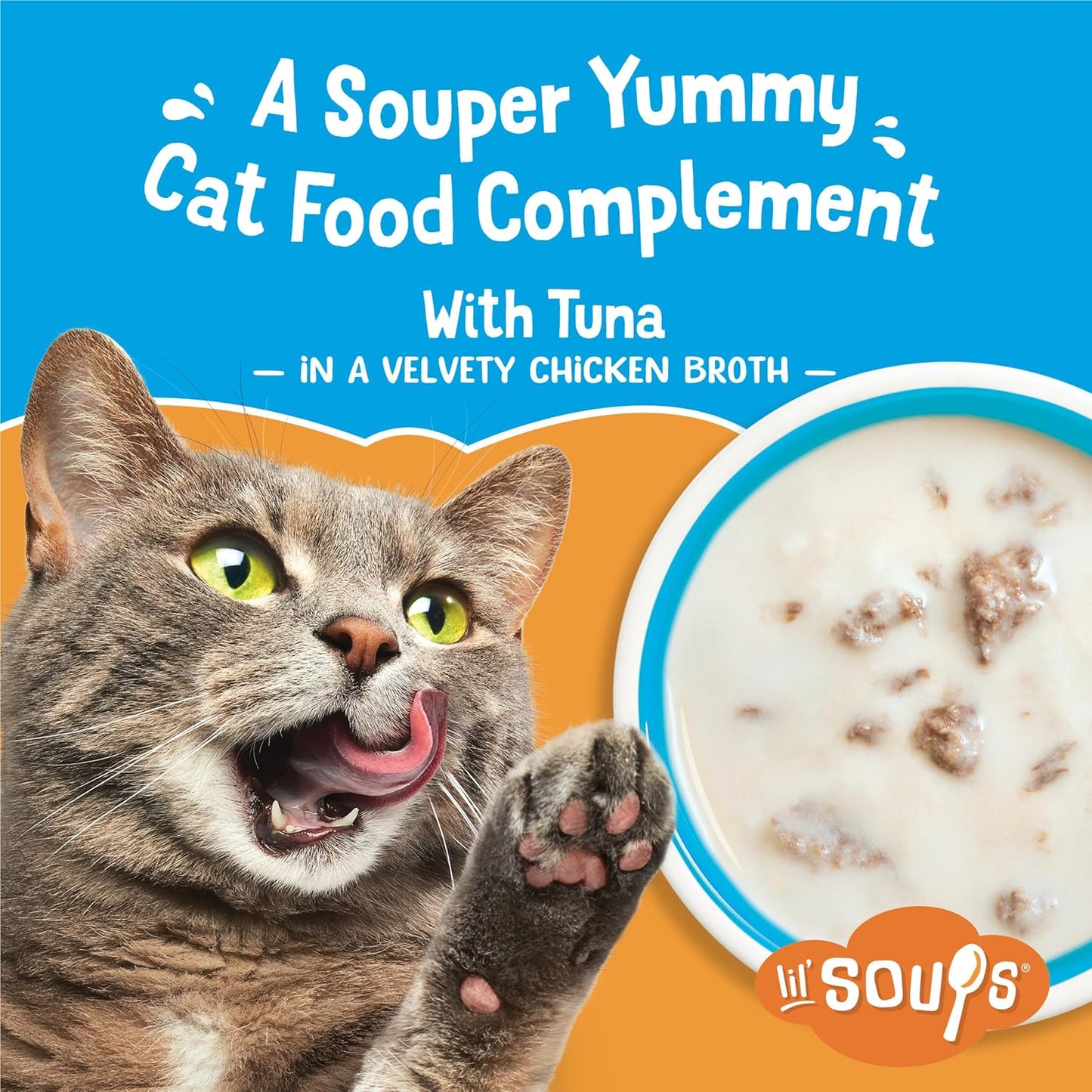 Purina Friskies Natural, Grain Free Lickable Cat Treats Lil’ Soups with Tuna in Chicken Broth - (Pack of 8) 1.2 Oz. Cups