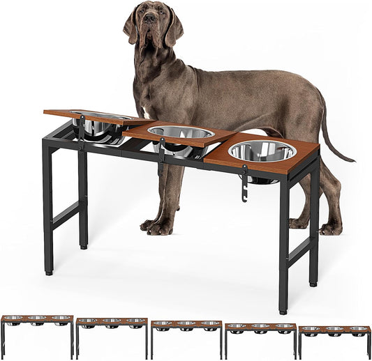 Elevated Dog Bowls Large Breed, Adjustable, 3 Bowl 12.5Cup/101Oz