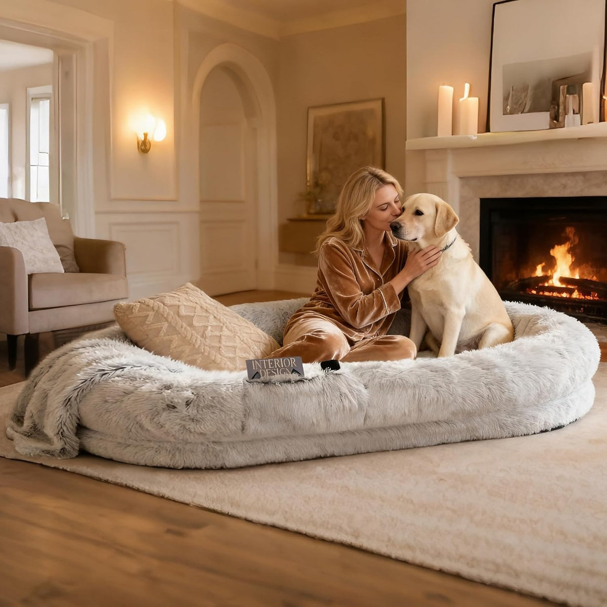 Grey Human Dog Bed - 71''X45''X12'' Size Fits Adult and Pet