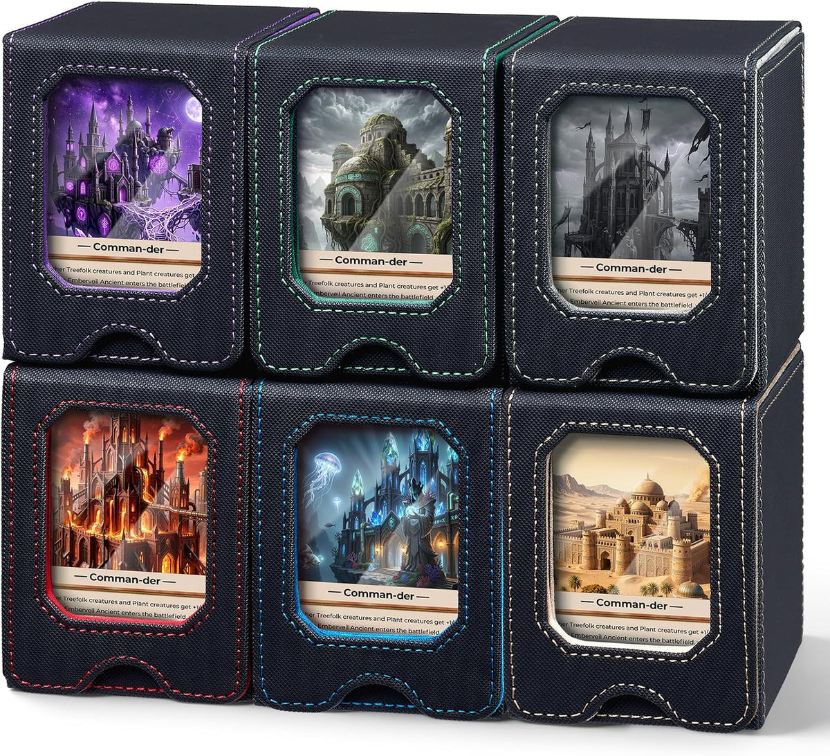 Fabmaker 6 Pack Deck Box Compatible with MTG, Display Card Storage Box