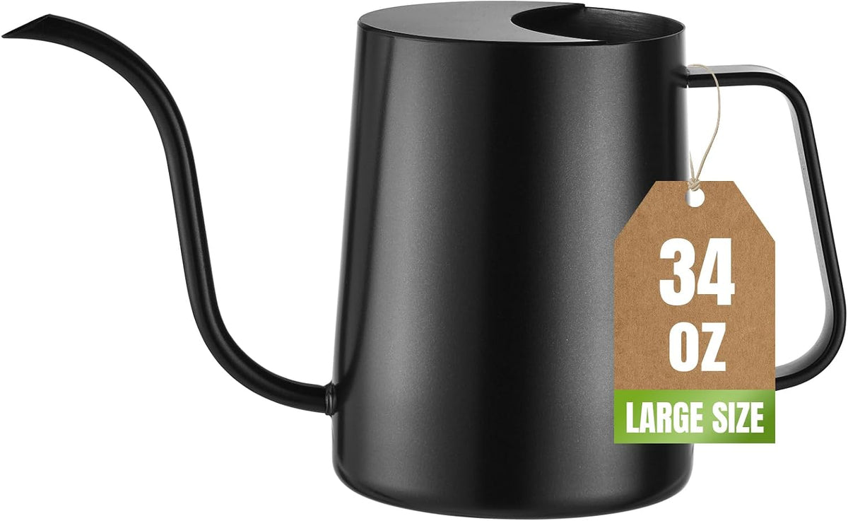 Watering Can Indoor Plants, 34Oz Stainless Steel Long Spout, Black