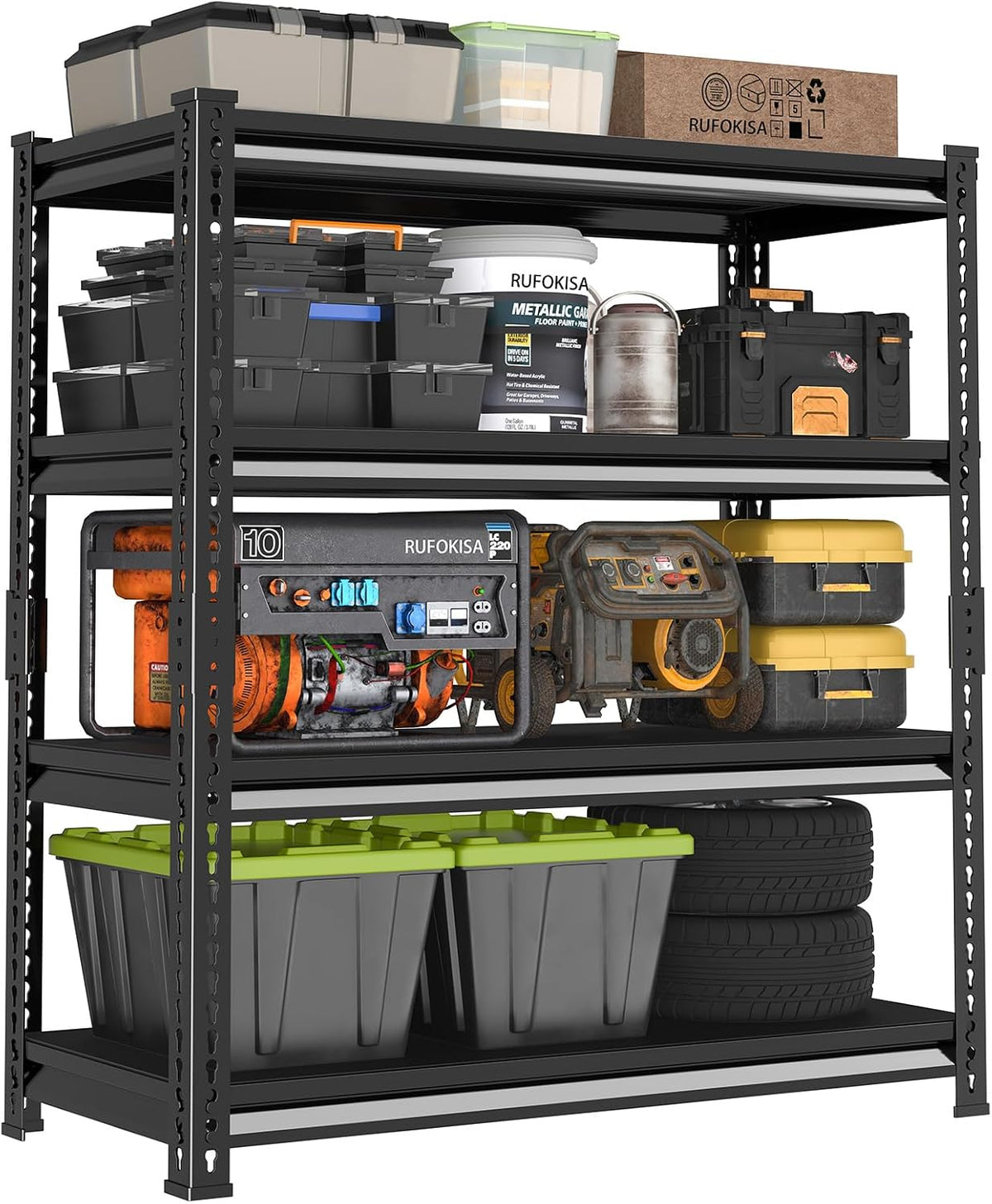 40" W Garage Shelving Heavy Duty，1800Lbs Loads Metal Shelving Units and Storage,4-Tier Garage Storage Shelves Heavy Duty, Industrial Utility Shelves,40”W X 16”D X 72”H(Black)