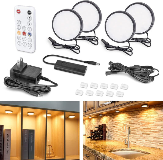WOBANE Black LED under Cabinet Lights with RF Remote,2700K Warm White