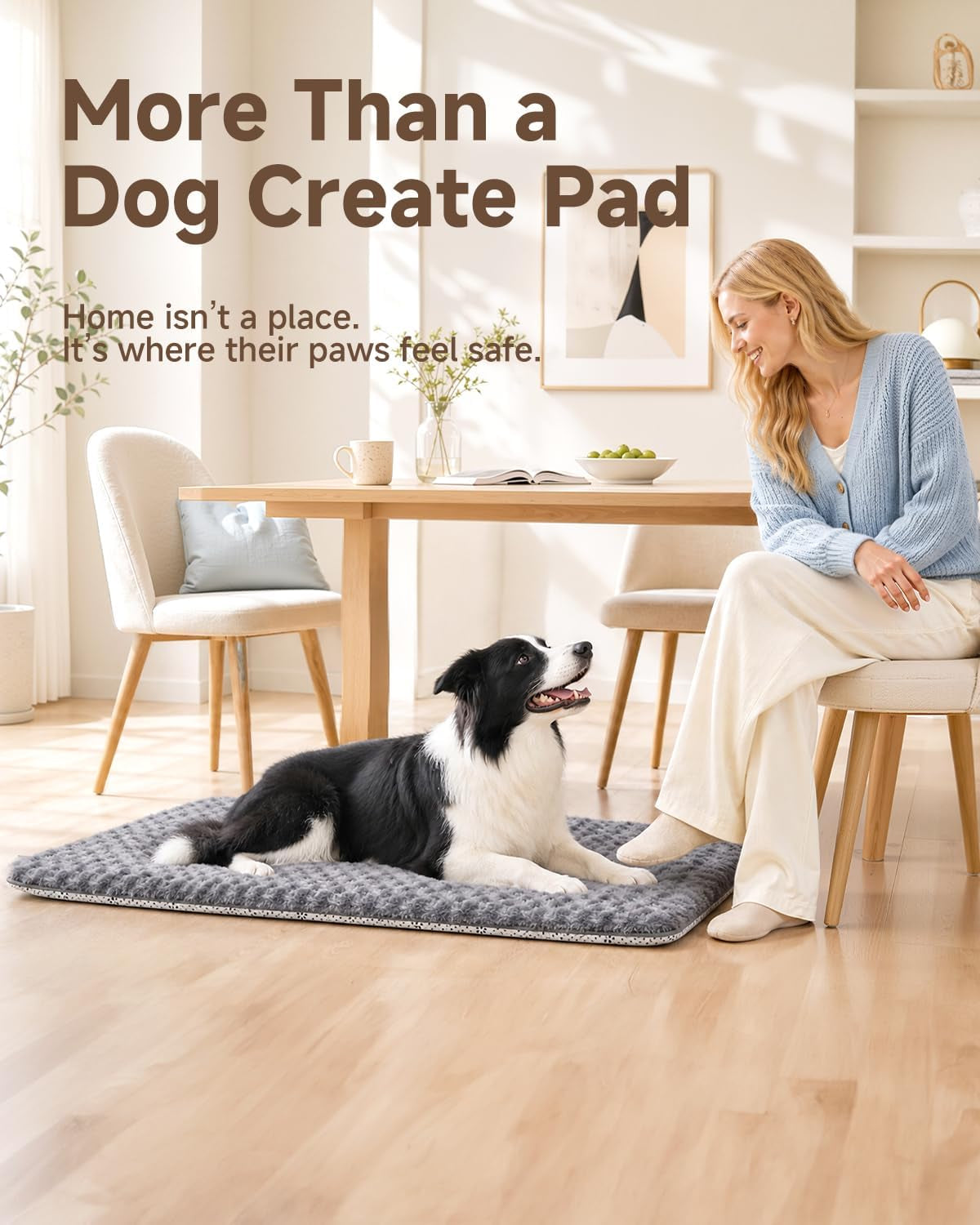 XXL Dog Bed for Crate Pad, High Resilience Foam Mat Bed, 47X29, Dark Grey