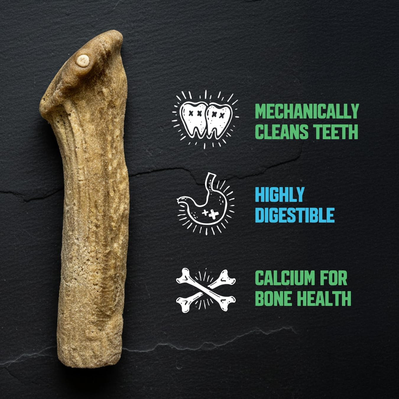 The Chew Must Go on Dog Chew, Long Lasting Healthy Snack for Adult Dogs over 50 Lbs, Made with Real Chicken, Safe Antler Alternative, Highly Digestible, Helps Clean Teeth