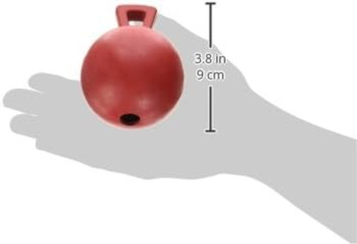 Jolly Pets Tug-N-Toss Heavy Duty Dog Toy Ball with Handle, 3 Inches/Mini, Red (403 RD)