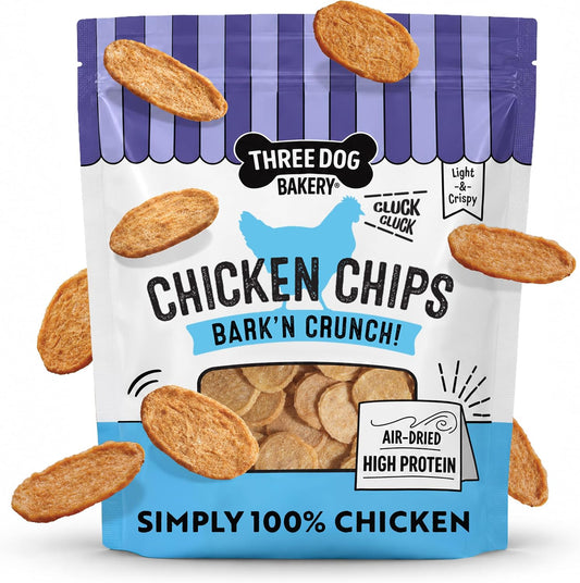 Three Dog Bakery Bark'N Crunch! Chicken Chips - 100% Real Chicken - 4 Oz