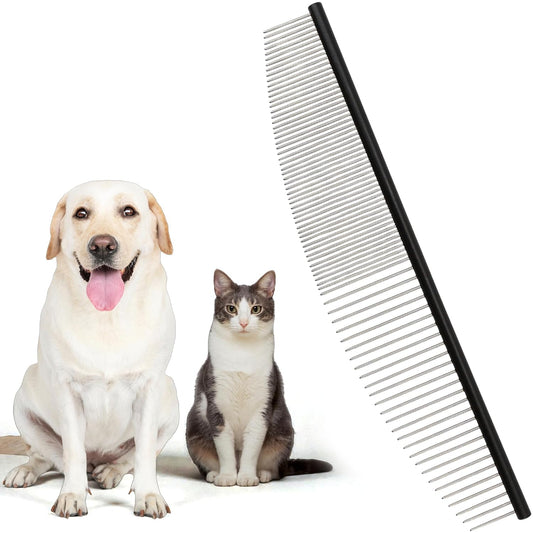 Half Moon Cat Dog Grooming Comb - Curved Crescent Arc Coarse Comb, Professional Metal Matting Detangler Brush for Long Haired Pet, Removes Tangles, Knots, Flea, Carding for Poodles, Puppies, 19Cm