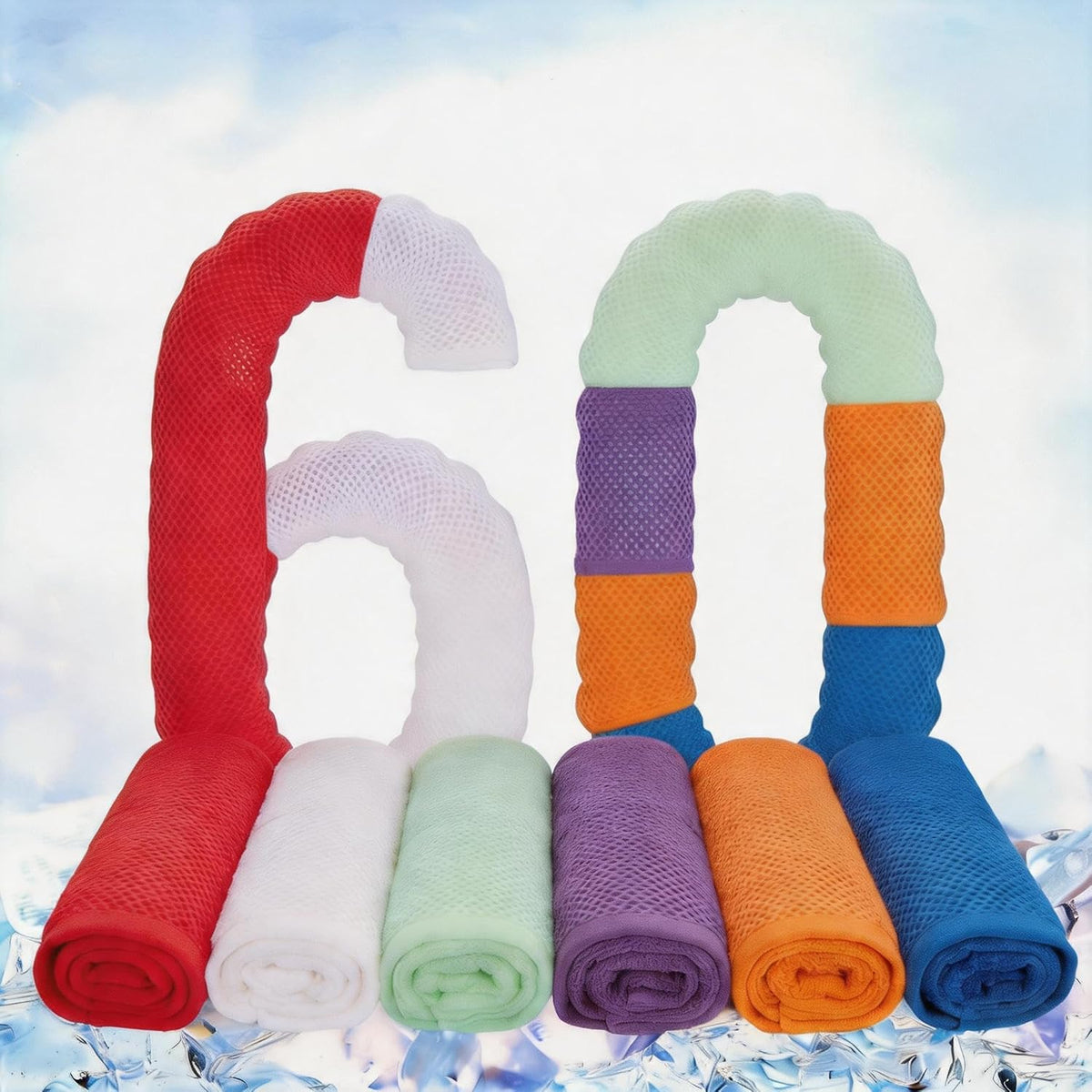 60 Pack Cooling Towels Bulk, 40"X12" Microfiber Ice Towel for Neck and Face