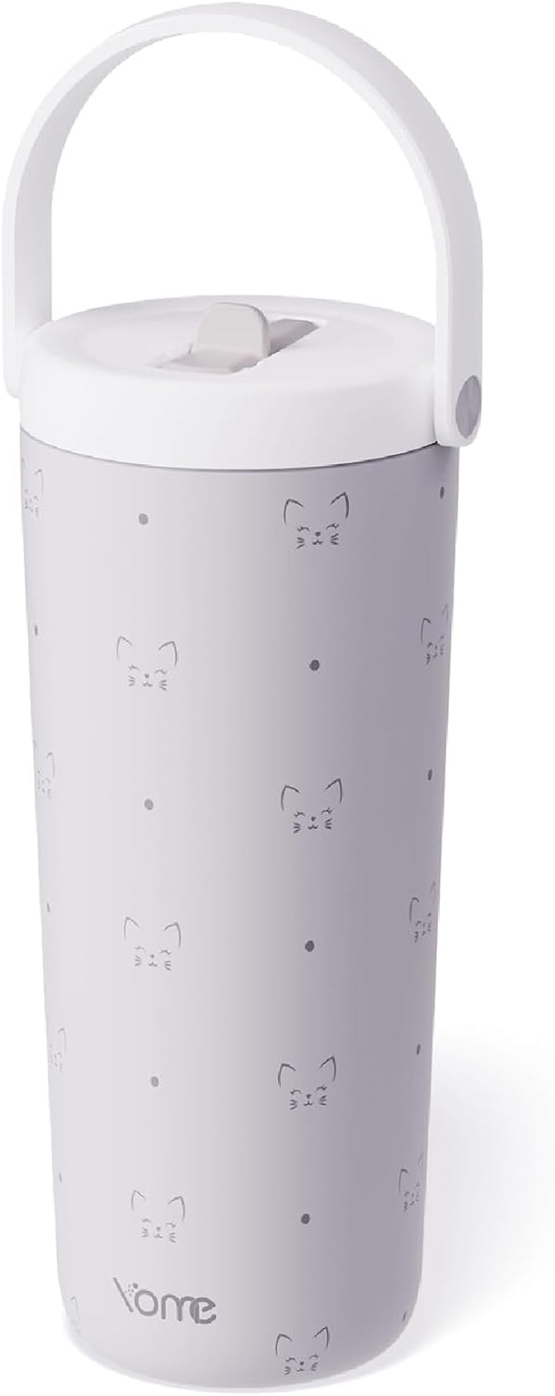 YOME 17Oz Serene Cat Grey Stainless Steel Tumbler with Flip Straw and Carry Loop for Women |Insulated Water Bottle | 100% Leak Proof | Keep Drinks Cold | Gift Travel Gym Car