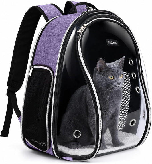 Cat Carrier Backpack Bubble - Fit up to 18 Lbs - Airline-Approved Dog Backpack Carrier for Small Pets Puppies Dogs Bunny, Space Capsule Dog Carrier Backpack for Travel Outdoor Hiking, Purple