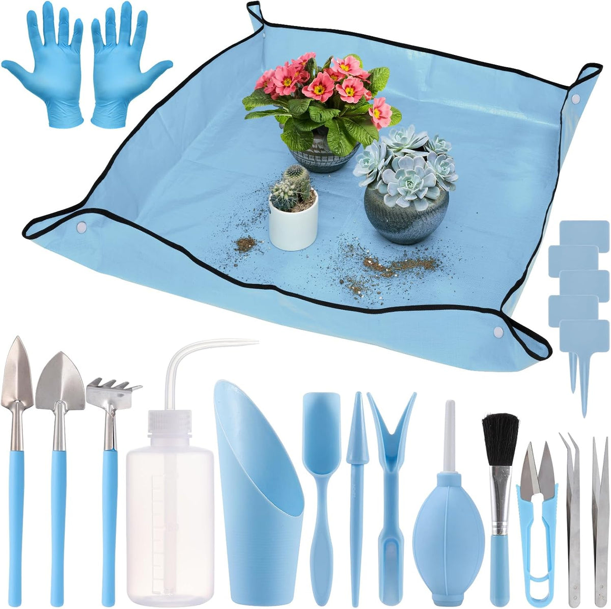 ANPHSIN 20Pcs Small Gardening Tools Gifts for Women Beginners, Blue