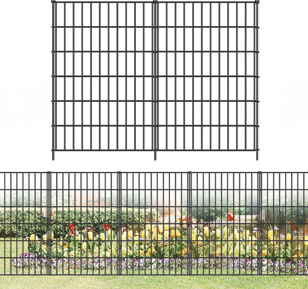 Metal Garden Fence 40 in X 23.3 Ft, Outdoor Dog Fence with Stakes for Yard