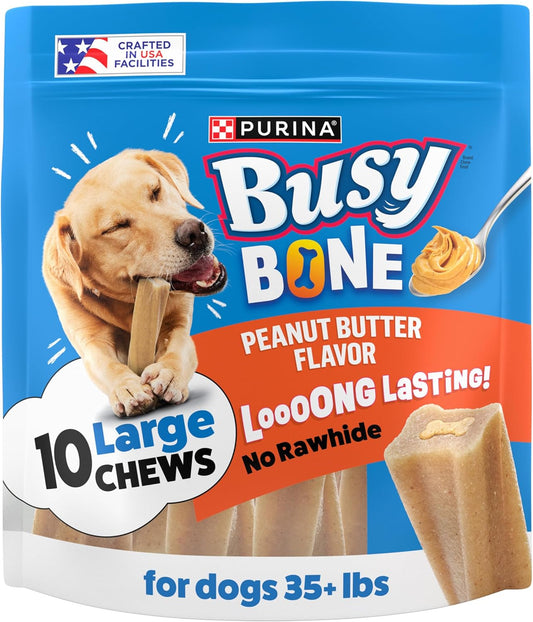 Purina Busy Bone Adult Dog Chew Bone Treats, Peanut Butter - 10 Ct. Pouch