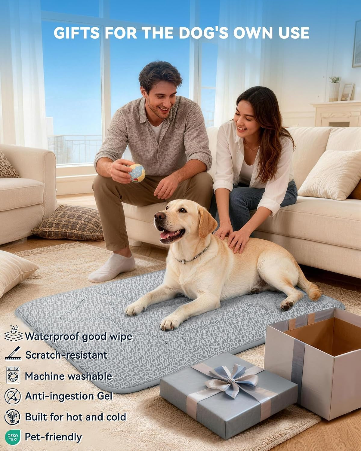 Cooling Mat for Dogs, Short Plush Crate Large Pet Pad Bed Indoor Outdoor XL
