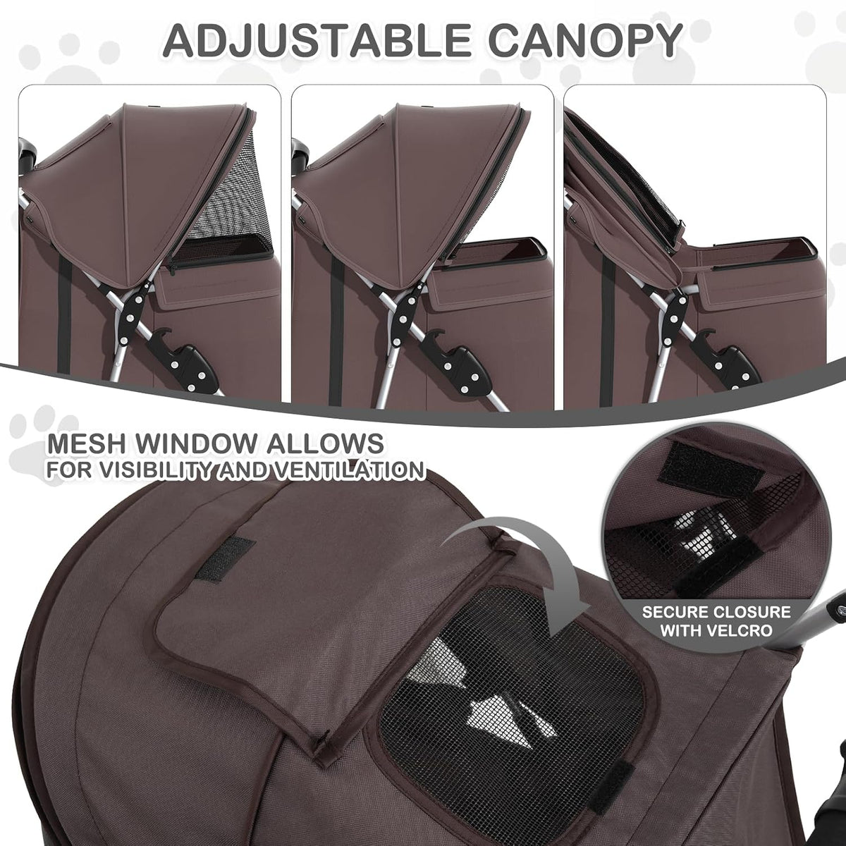 Monibloom Pet Stroller for Small/Medium Dogs and Cats up to 33 Lbs, Coffee