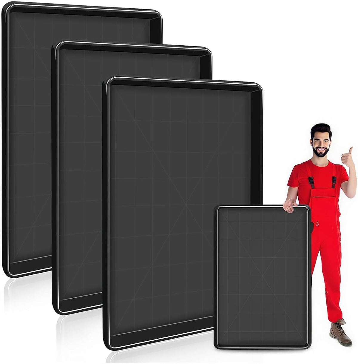 3 Pcs Extra Large Oil Drip Pan, 35.4×24×1.6Inches Oil Drain Pan for under Car,Plastic Oil Drip Tray for Garage, Fridges, Washing Machines, Cat Litter Box,Keeps Floors Safe & Clean