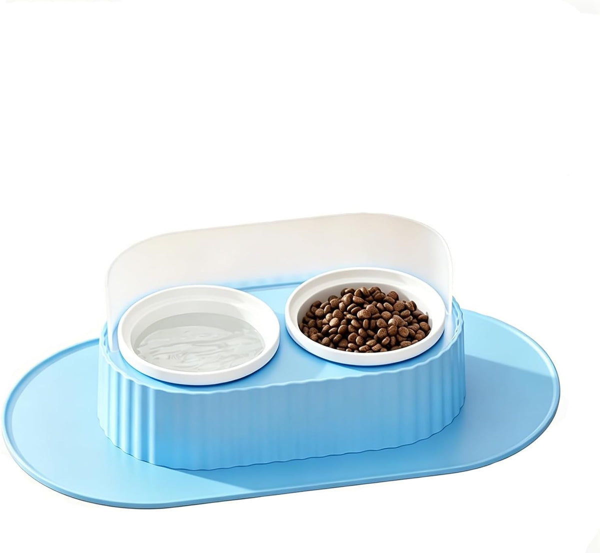 Raised Ceramic Bow Set for Small Dog and Cat (White and Blue)