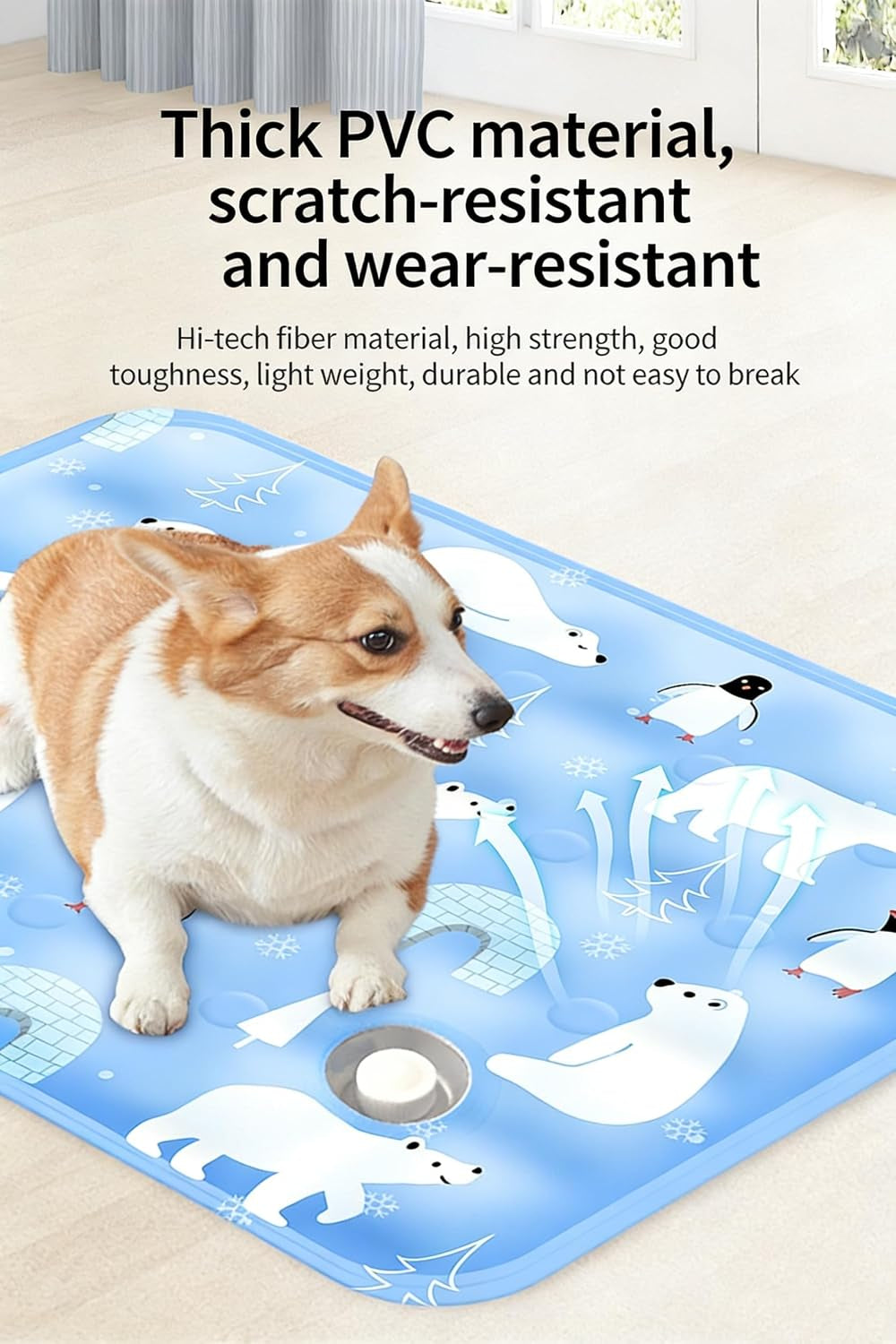 Water-Fillable Pet Cooling Mat, Pressure Activated Gel Cooling Pad for Dogs & Cats, Durable & Scratch Resistant, Perfect for Hot Weather to Prevent Overheating (88, Blue Bear, Medium)